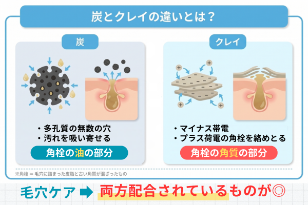 炭とクレイの違い 毛穴ケア